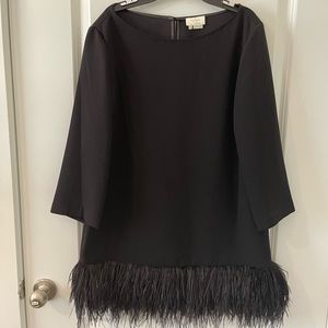 Kate Spade ostrich feather trimmed Dress, black. Size 8